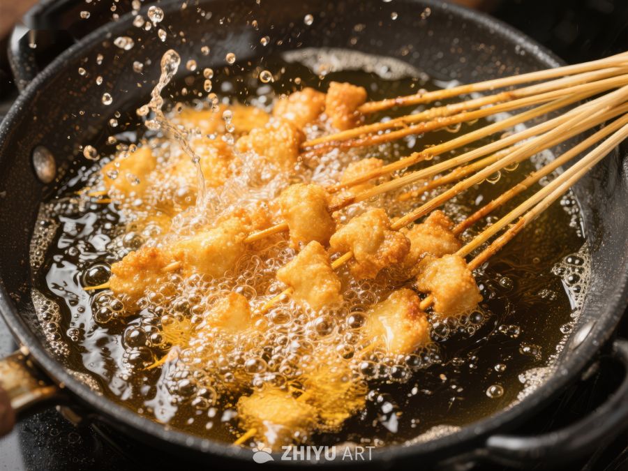 油炸串烧美食制作过程 1351