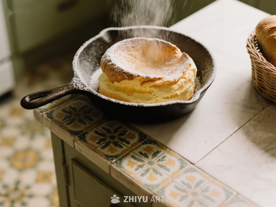 铸铁锅中的金黄面包 1414