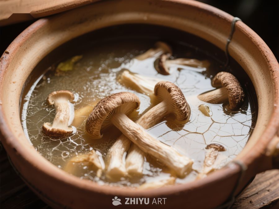 蘑菇汤锅特写 379