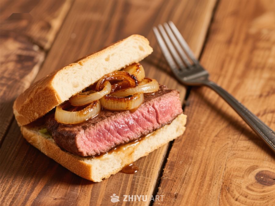 烤牛肉三明治配焦糖洋葱