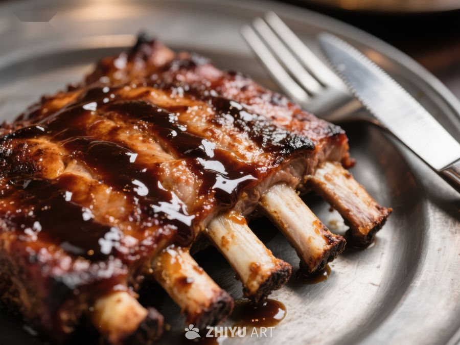美味烤肋排配酱汁