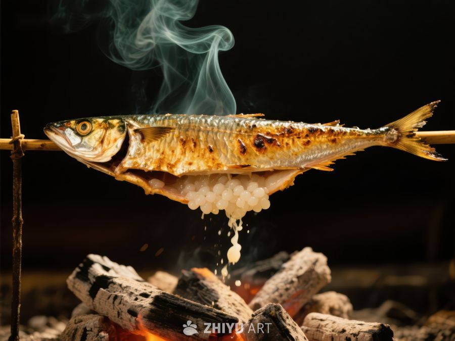 烤鱼滴油米饭