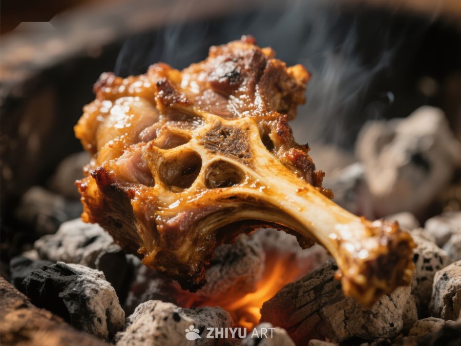 炭火烤制的美味羊蝎子