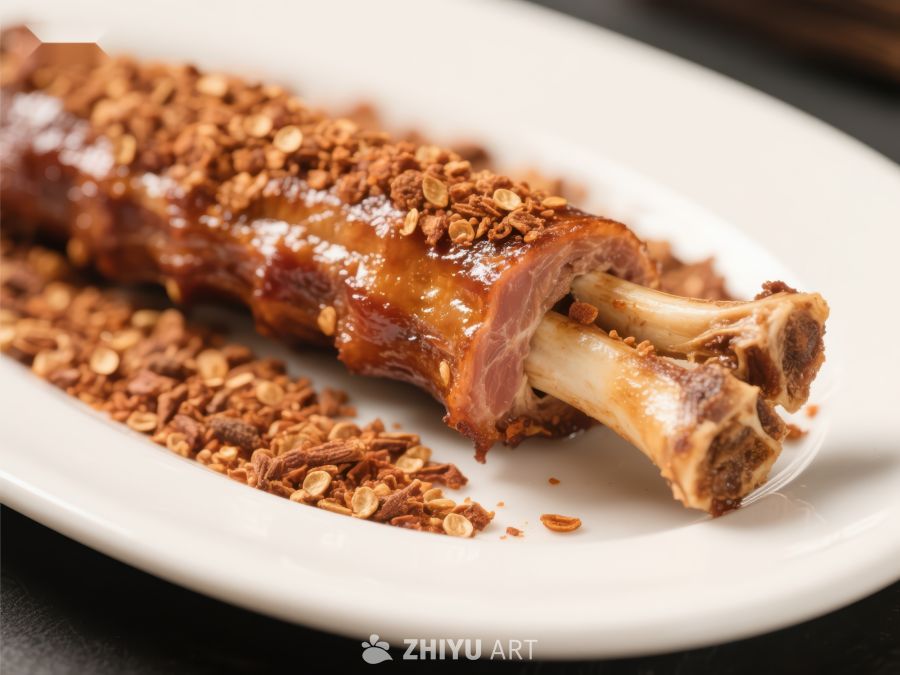 香脆烤肋排配坚果碎