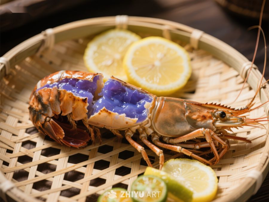 蒸煮龙虾配柠檬