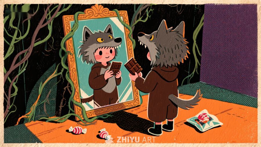 镜中狼人：自我认知的奇幻瞬间
