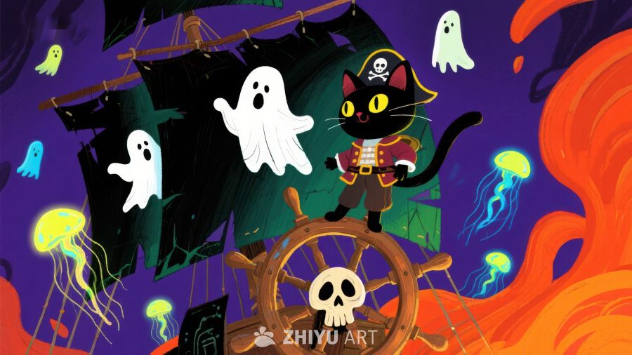 海盗猫与幽灵船的奇幻冒险