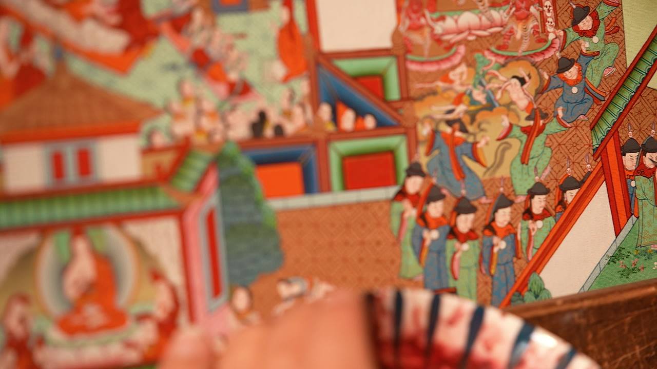 唐卡艺人绘画