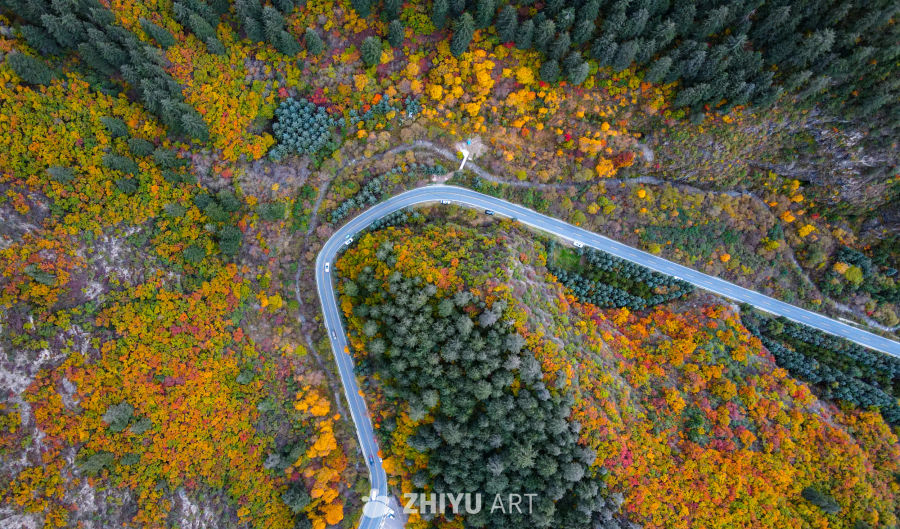 甘肃兰州榆中县兴隆山秋景航拍 15