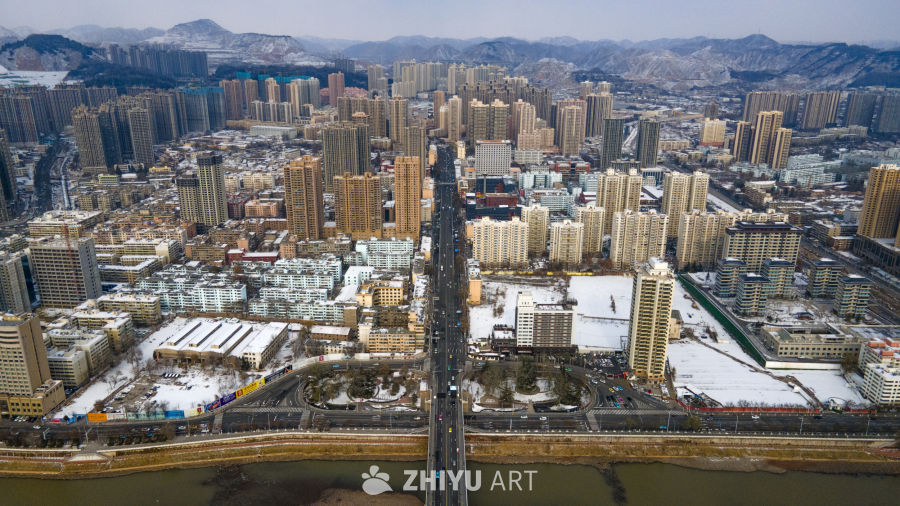 雪后兰州城市航拍 3