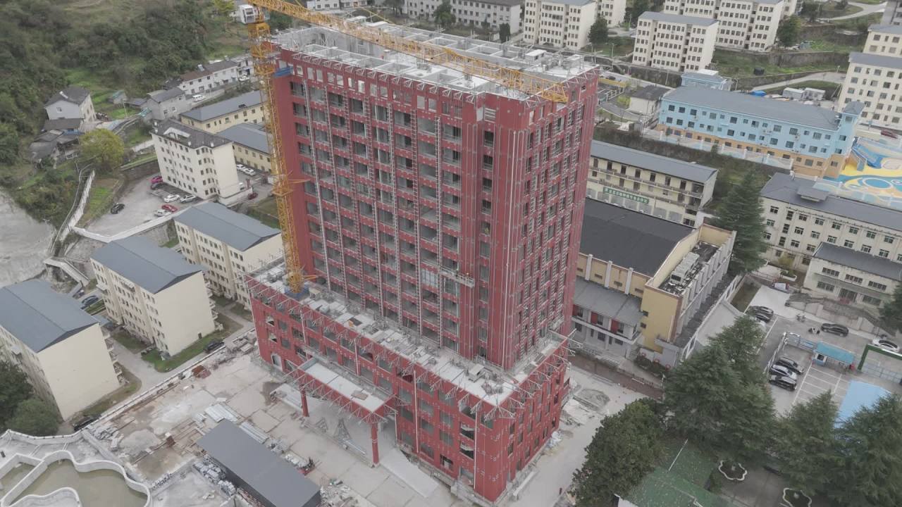 航拍高楼建设工地