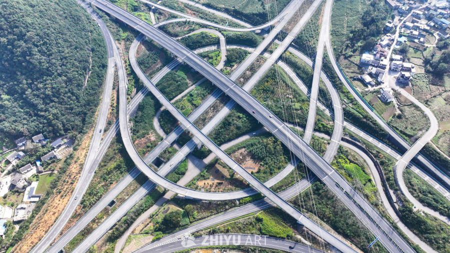 航拍贵州高速公路立体互通枢纽 8