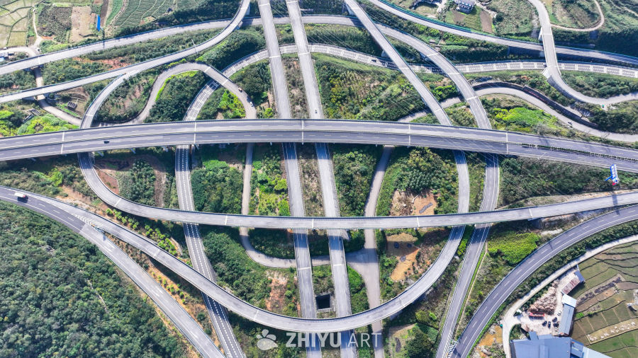 航拍贵州高速公路立体互通枢纽 9