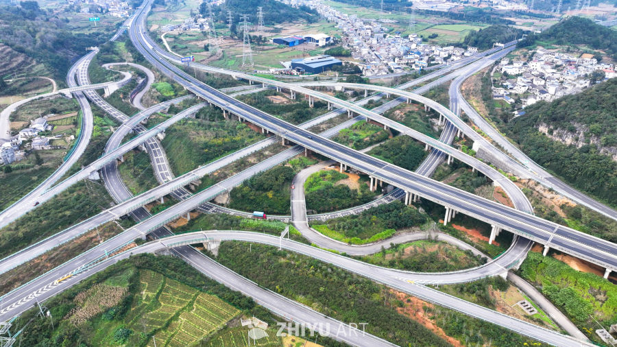 航拍贵州高速公路立体互通枢纽 12