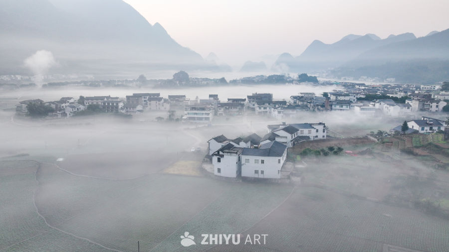水墨画般的乡村晨景 7