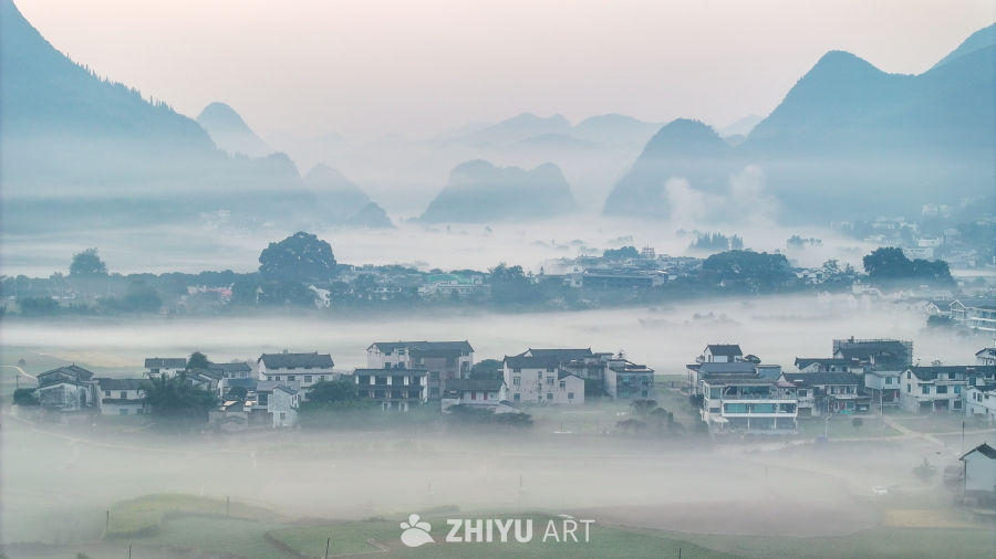 水墨画般的乡村晨景 14