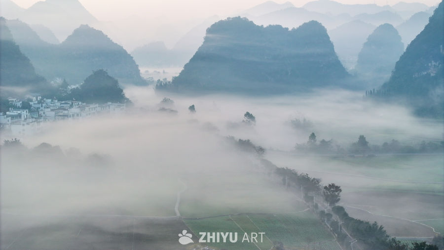 水墨画般的乡村晨景 20