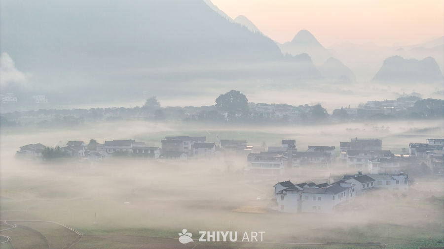 水墨画般的乡村晨景 43