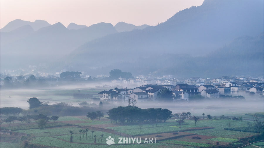 水墨画般的乡村晨景 48