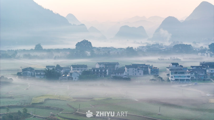 水墨画般的乡村晨景 49