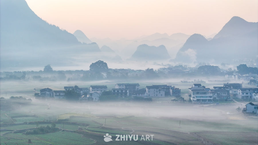 水墨画般的乡村晨景 50