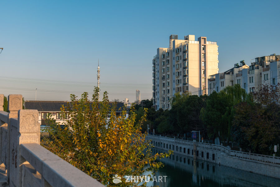 石桥秋景：城市与自然的交融