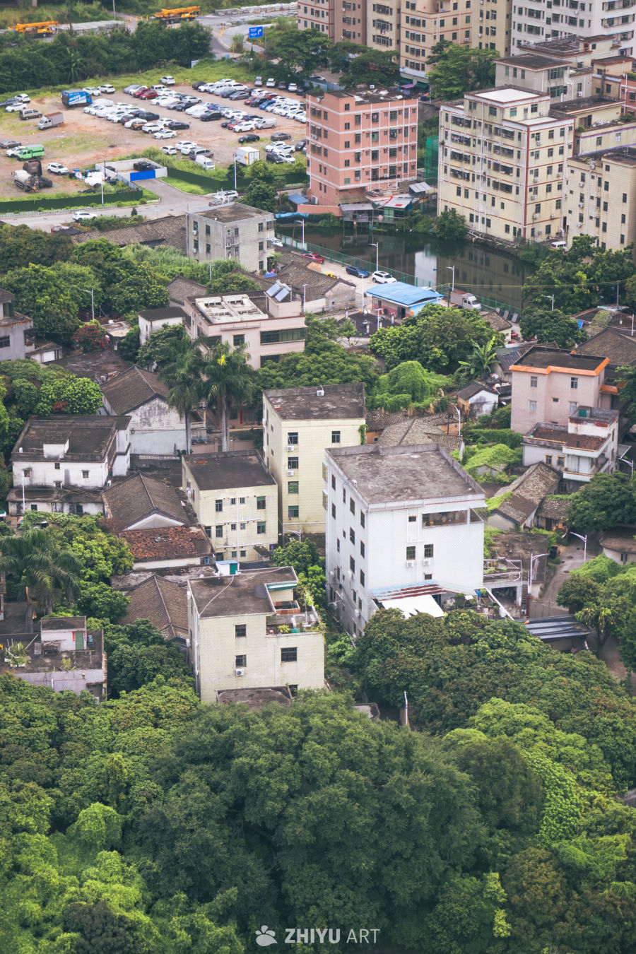 高空俯瞰城市绿洲