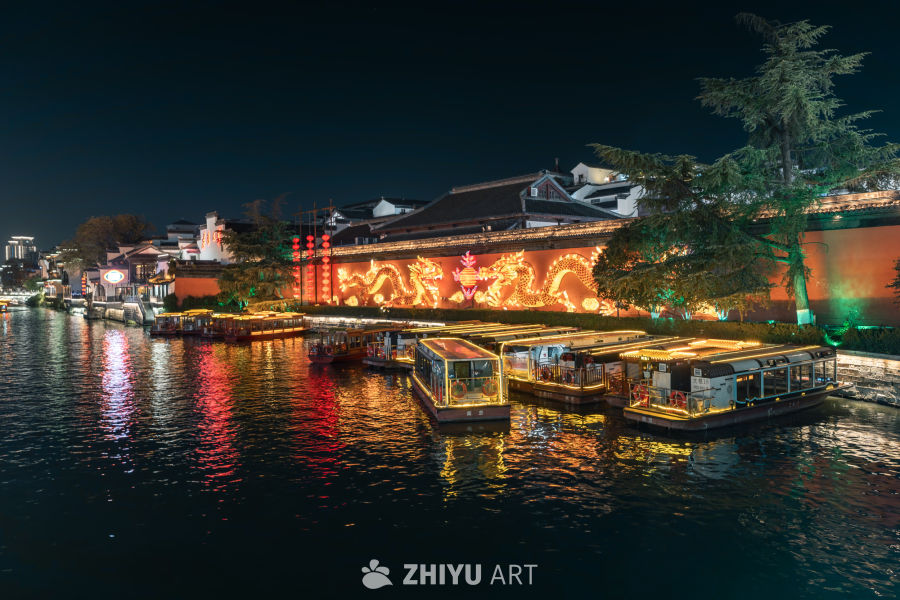 南京秦淮河夫子庙景区夜景