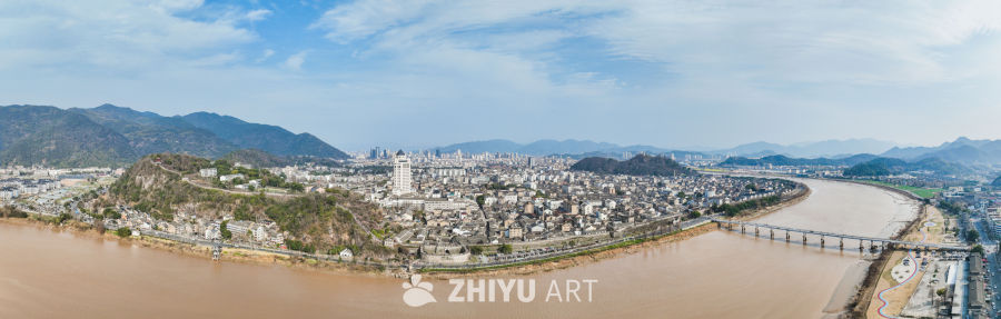 航拍浙江临海台州府城城区风光 23