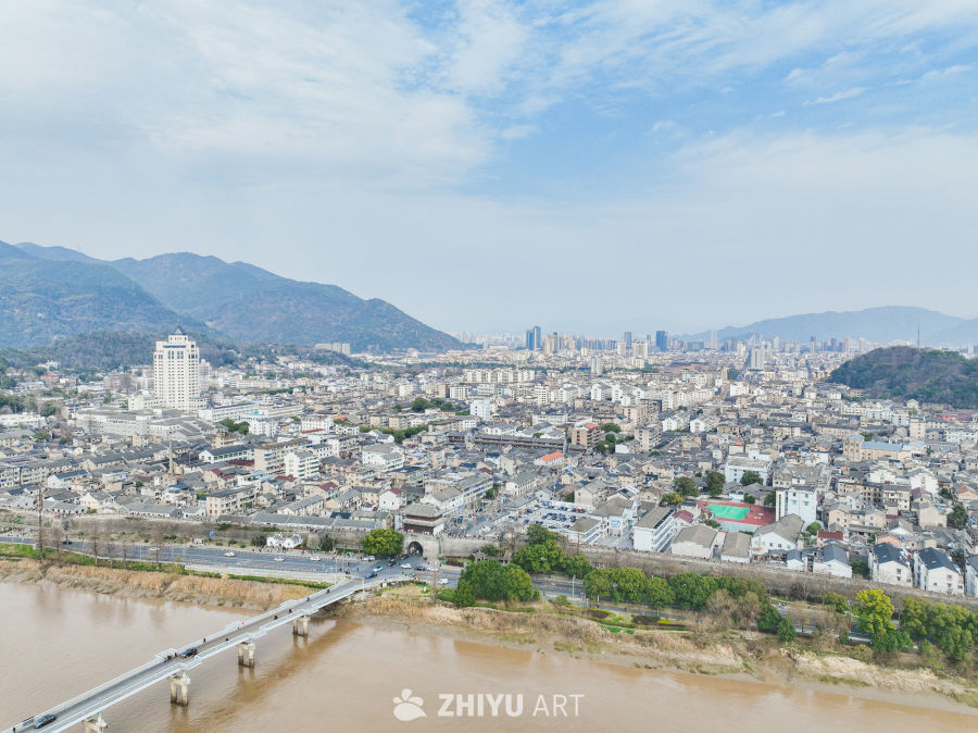 航拍浙江临海台州府城城区风光 37