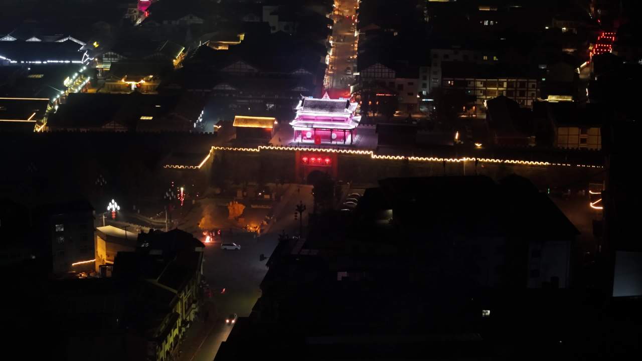 松潘古城春节燃放烟花航拍 10