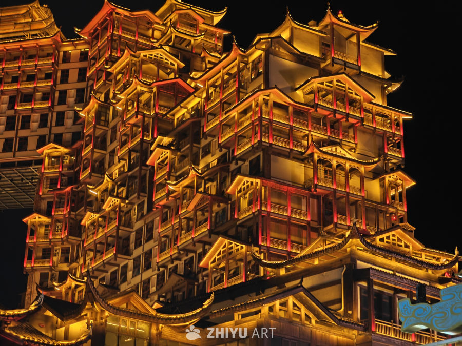 夜幕下的古建筑群