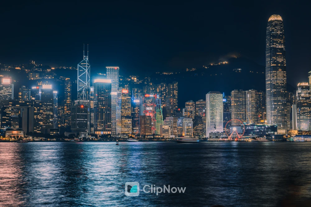 香港维多利亚港繁华夜景城市天际线摄影