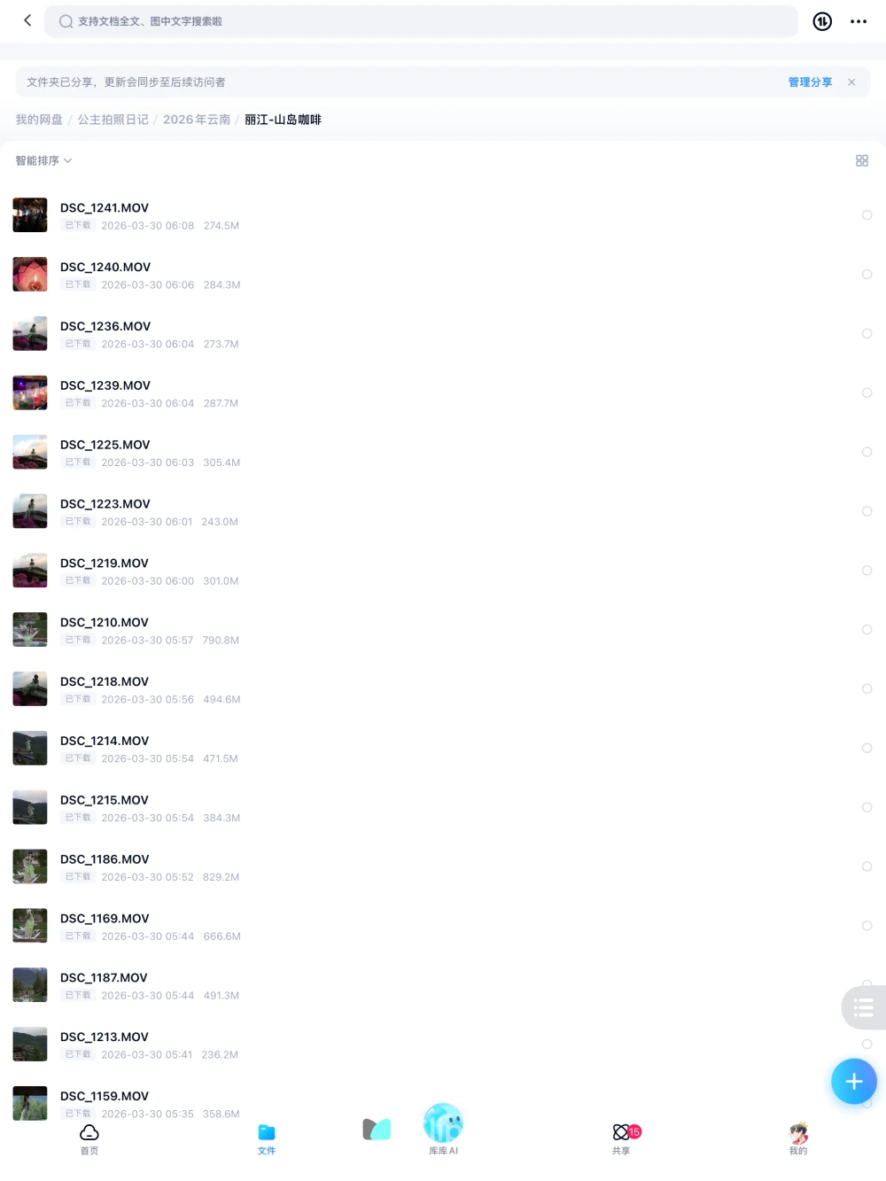 网盘视频文件列表界面UI截图